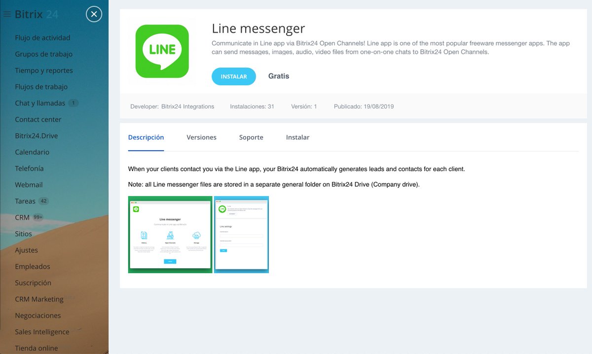 Bitrix24es's tweet image. Line Messenger ya está disponible en #Bitrix24

#lineapp #linemessenger