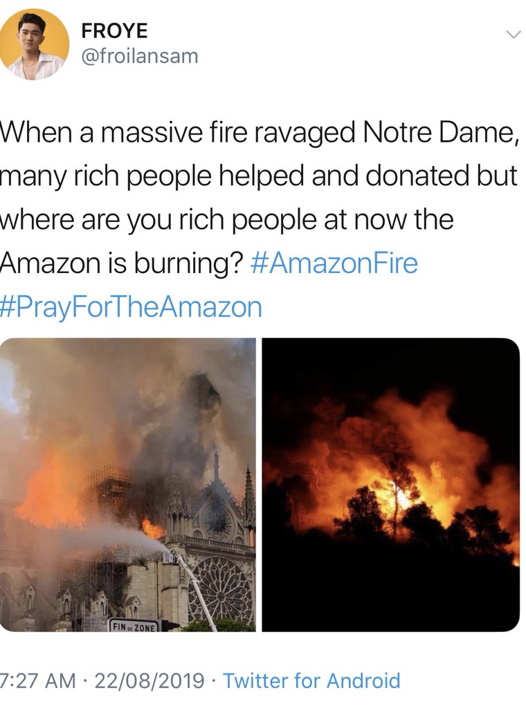 elmay73's tweet photo. @BTS_twt Not BTS-related but PLEASE HELP SAVE AMAZON RAINFOREST!!! It’s been burning for 17 days! 💔 NO MEDIA COVERAGE!! Brazil president NOT DOING ANYTHING! There’s conspiracy. INTENTIONAL FIRE!!! Spread the news!!!! 😭 BTS &amp; ARMY let’s unite to let the world know!!! https://t.co/haP6Is1IYY