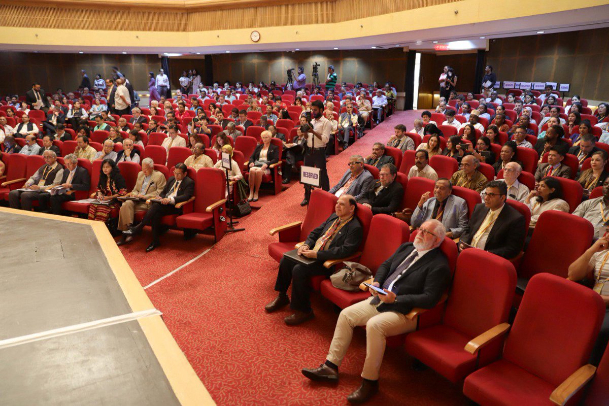 RIS_NewDelhi's tweet photo. #DelhiV Inaugural session, warm welcome to the august gathering and celebrating the momentous journey #DelhiProcess by Amb @AmbMoKumar and Prof @Sachin_Chat https://t.co/l9iMs1Or7i