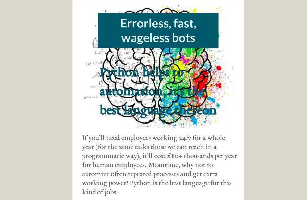 For some next years (for early adopters), any form of #automation offers huge economically arguable advantages above your competition... 
#AI  #Bot #CS #Science #Python #programming #efficiency #Productivity #officelife #startups #SME