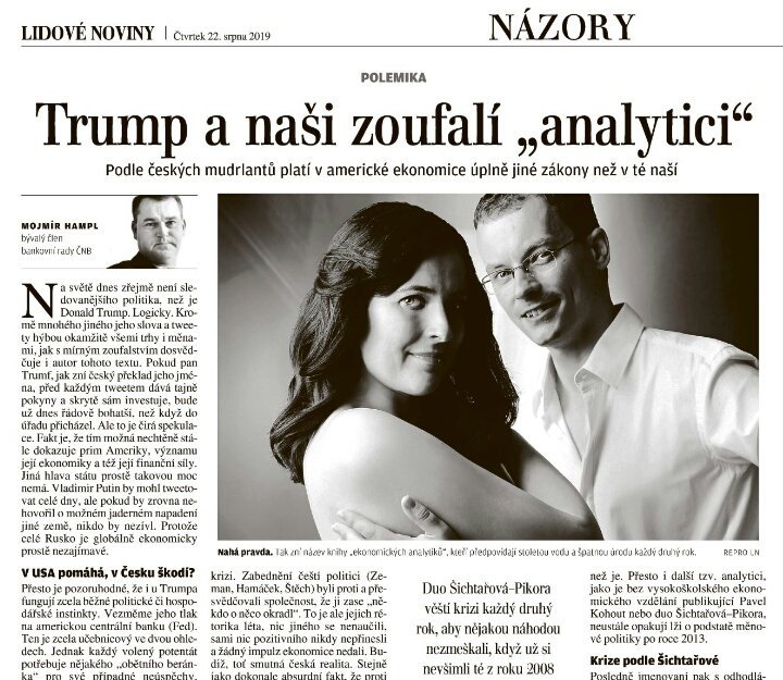 martinrychlik's tweet photo. Mojmír #Hampl, bývalý člen bankovní rady ČNB, dnes v @lidovenoviny dost tvrdě nakládá "pop-ekonomům" (Šichtařová, Pikora, Kovanda, Kohout...): https://t.co/5tmk0jAobJ