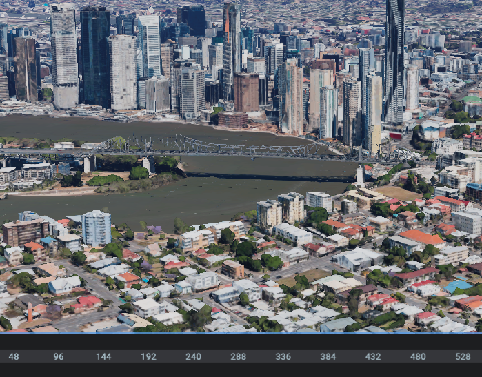 It's no surprise the show is set in Brisbane considering that's where it's made - you often notice some other similar features around the neighbourhood, too. But the view from their deck is unmistakably the Story Bridge...(A 3D shot from Google Earth Studios)