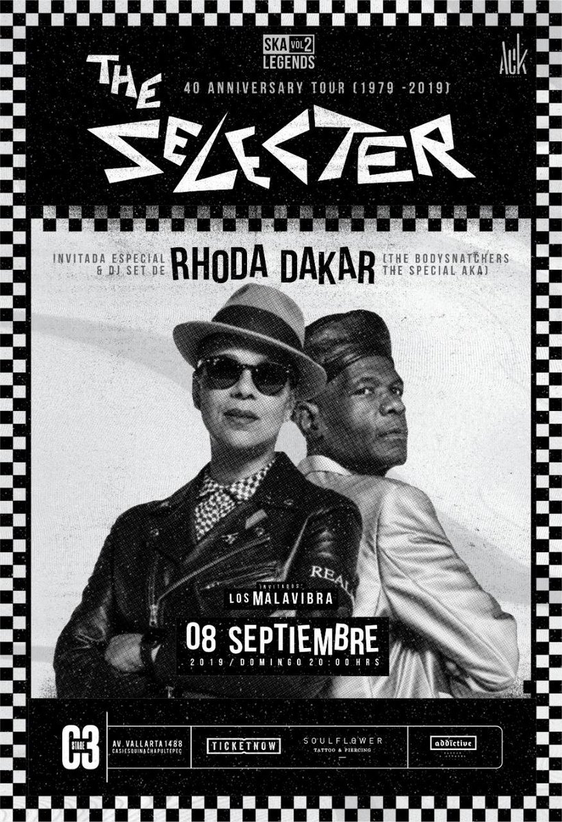 _soulskins_'s tweet photo. RT GDLConcierto: theselecter en Guadalajara
8 de septiembre, 20 h
C3Mexico - Guadalajara - México. 
Invitados: LosMalavibra
Presenta: ack_promote https://t.co/iW8wAj718E