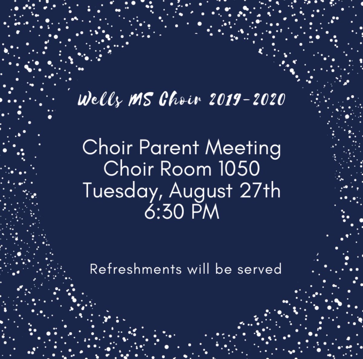 Looking forward to seeing all of our <a href="/WellsWolverines/">Edwin M. Wells Middle School</a> choir parents/guardians.