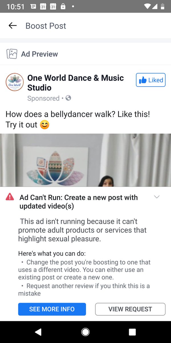 MahinBellydance's tweet photo. According to FB, me demonstrating a Basic Egyptian step is  promoting "adult products or services that highlight sexual pleasure"
OMFG 😡 https://t.co/VxvatAJ4Pt