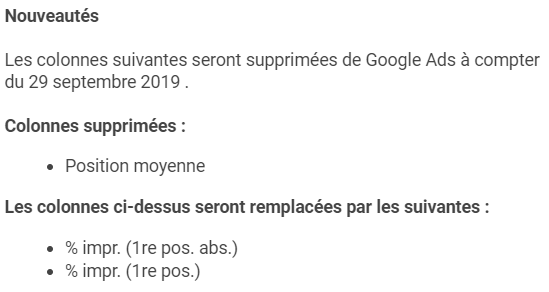 Google Ads : Fin de la position moyenne le 29 septembre ...
#PPC