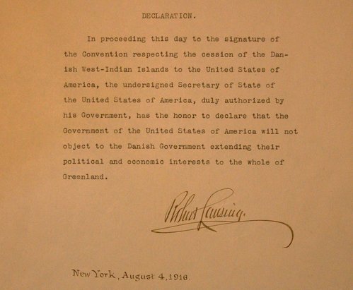 'The United States Government will not object to the Danish government if it expands its political and economic interests to the whole of #Greenland.'

Robert Lansing, US SecState
New York, August 4, 1916

#Trump #GreenlandIsNotForSale #GreenlandPurchase