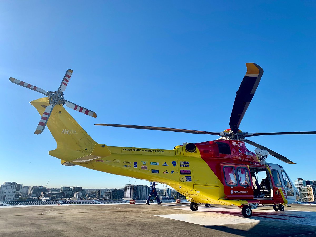 WRHS_official's tweet photo. During the early hours of this morning the Westpac #RescueHelicopter was called to #Tingha, south east of #Inverell, to assist a male who had suffered burns to his body. This photo was taken once the #aircrew had delivered the patient to the Royal #Brisbane Hospital. https://t.co/KQSW3sl3vB
