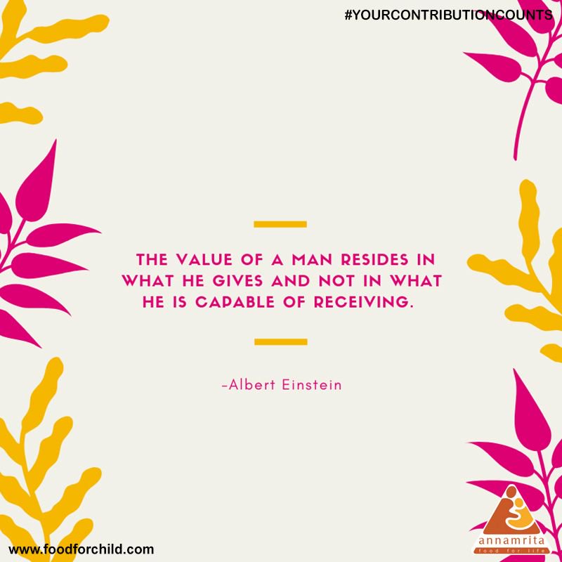 foodforchild's tweet photo. The Value of a man resides in what he gives and not in what he is capable of receiving.

- Albert Einstein

Donate : https://t.co/EeX9qOtfiO

#yourcontributioncounts #foodforchild #contribute #donate #annamrita #feedachild #healthyfood #balanceddiet #middaymeal #tastyfood https://t.co/zCQDQlBxPb