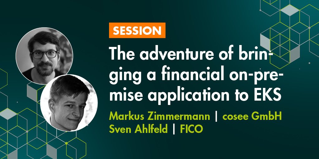 Bringing a financial on-premise #application to #EKS with 
<a href="/markus_zm/">Markus Zimmermann</a> and Sven Ahlfeld, at #DevOpsCon.
➡ ow.ly/h1ei30pnA5h 
#DevOps #Developer #Programming