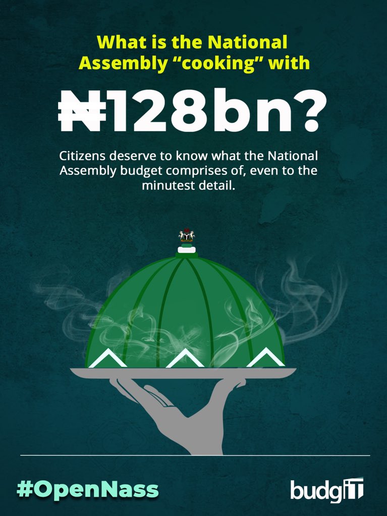 BudgITng's tweet photo. Dear @DrAhmadLawan,

NASS profligate life is killing Nigeria.

From N23.3bn in 2003, your budget is now N128bn.

You spend 50% of this money on stationery, cars etc only to steal/auction them (https://t.co/zTXn1REFmi) at end of every 4 years.

This is GBANJO NASS!

#OpenNASS https://t.co/jzrnABqLoF