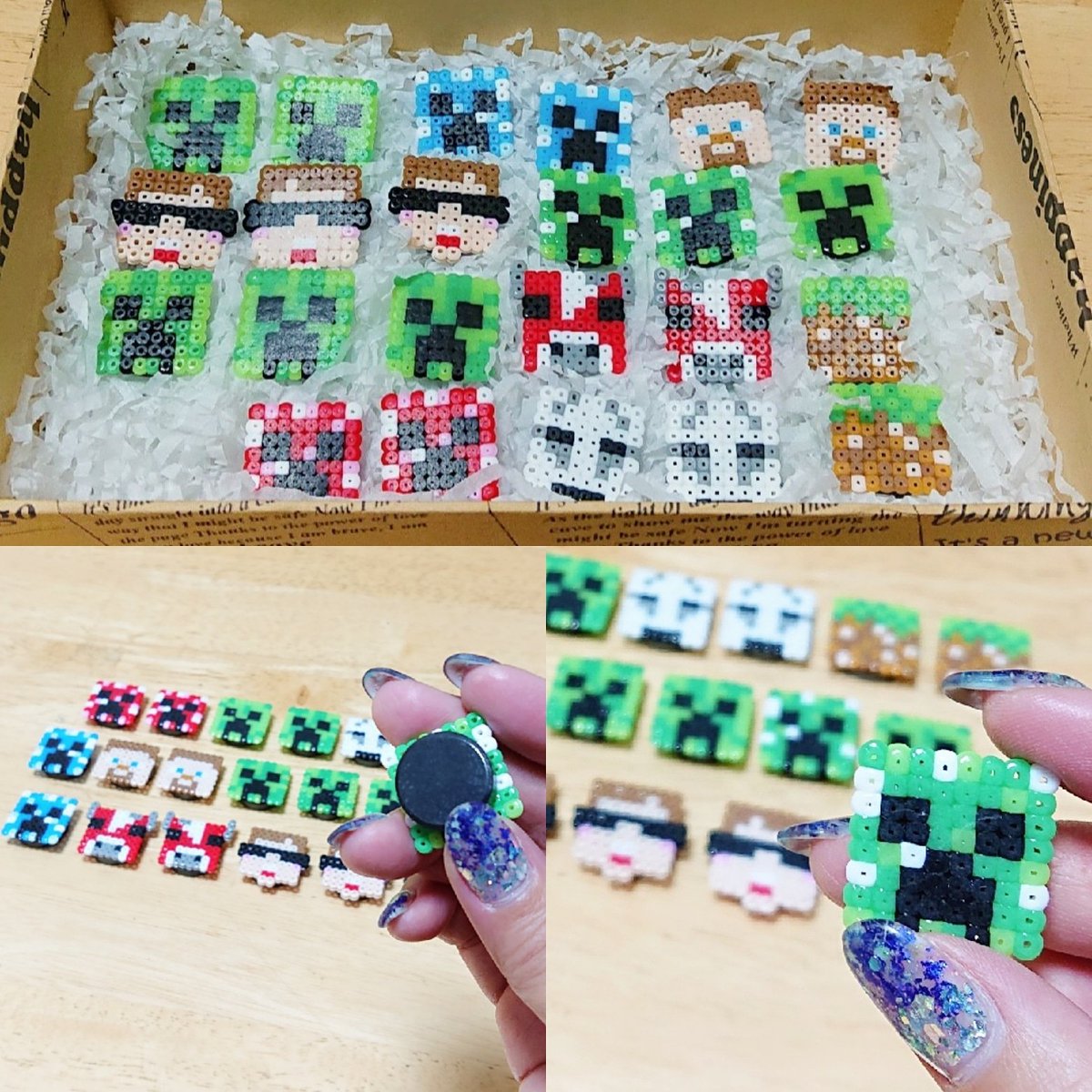 Yuka ココ天 Twitterren プレゼント用に アクリルビーズ アイロンビーズ プレゼント マイクラ マインクラフト マグネット ヒカクラ クリーパー