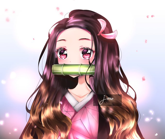 Joo 🌸 comms openさんがTwitterに投稿した竈門禰豆子(鬼滅の刃)のイラスト。