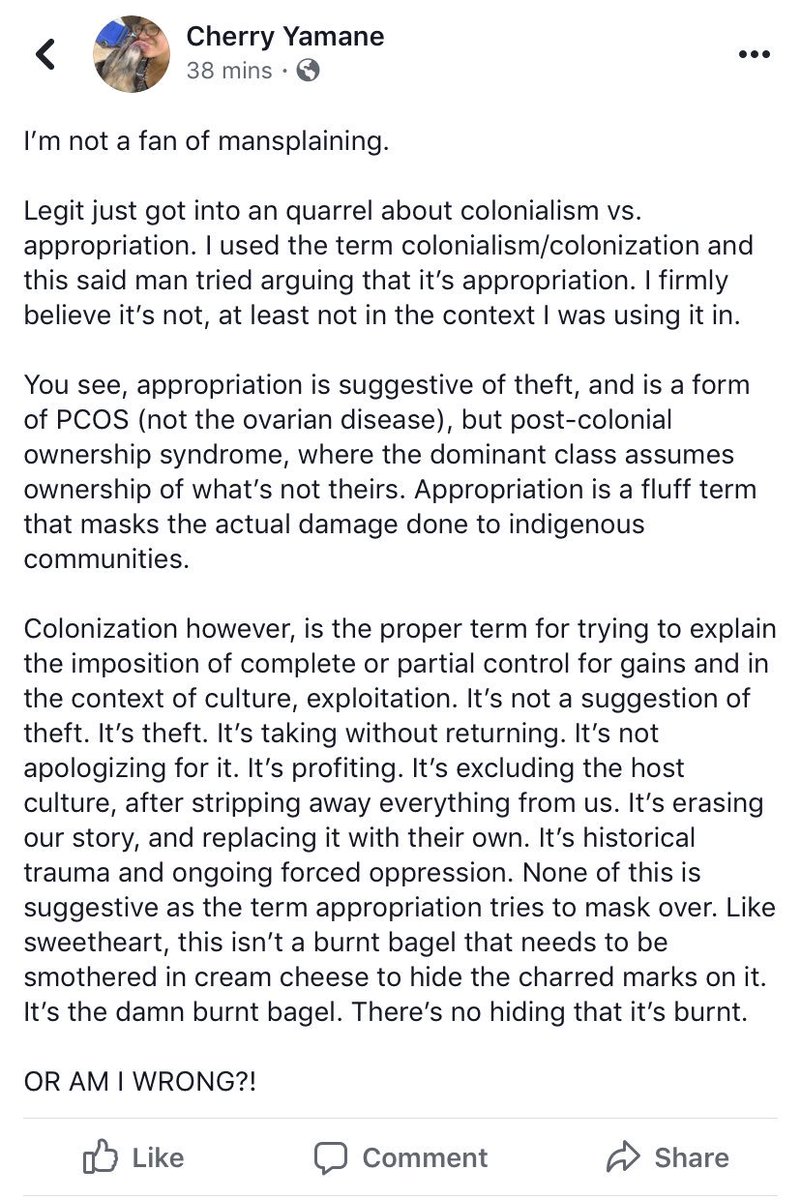 cherrehcherreh's tweet photo. #colonization #colonialism #correctverbiage #pcos #postcolonialownershipsyndrome #whitefragility #exploitation #historicalculturaltrauma #forcedoppression #indigeneity #indigenous #NativeForum #NativeTwitter #nativevoice #indigenouspeoples https://t.co/zrdCsjftJd