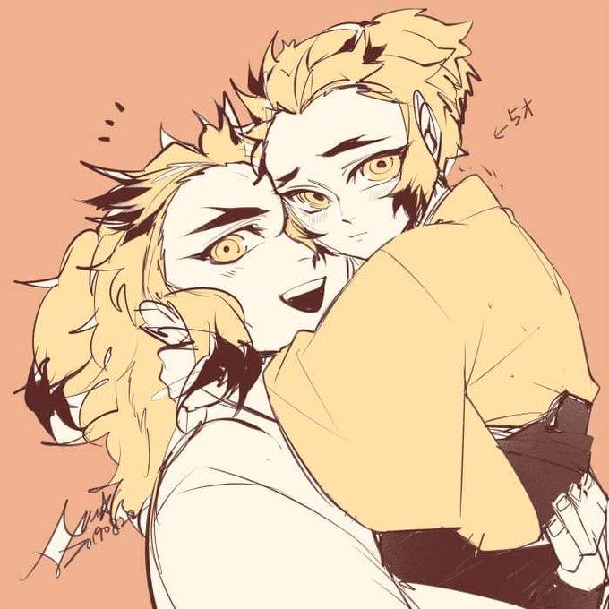 半熟Omu★待機中さんがTwitterに投稿した煉獄杏寿郎(鬼滅の刃)のイラスト。