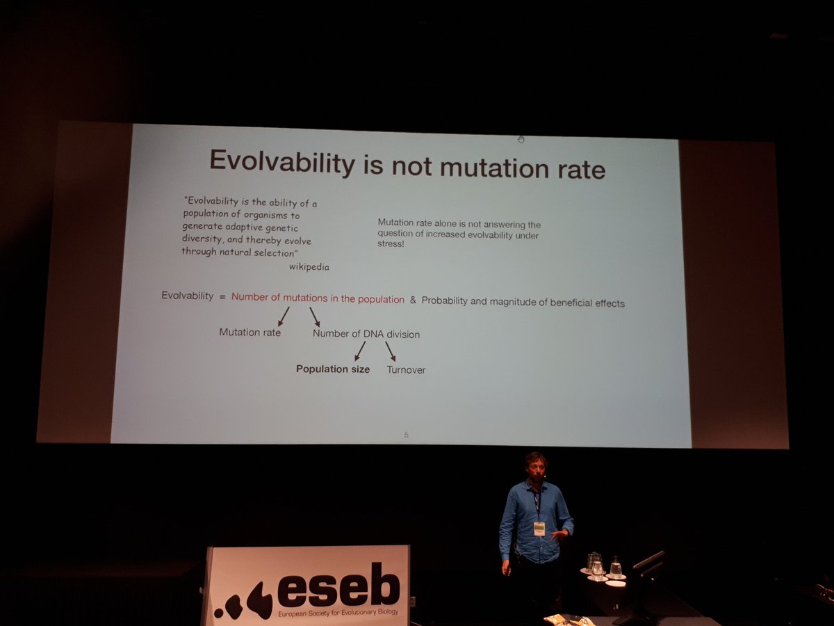 KatStankova's tweet image. Antoine Frenoy: &apos;#evolvability is not  #mutation rate&apos; #eseb2019