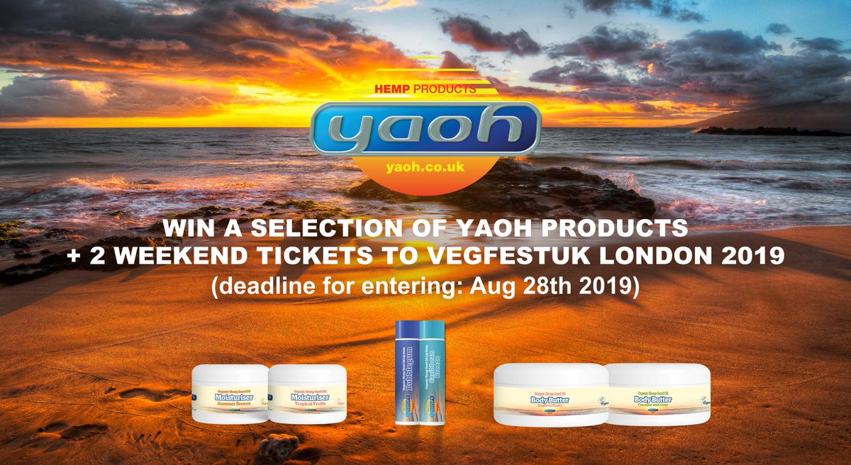 #RT to enter our #competition to #WIN a selection of <a href="/YaohLtd/">Yaoh Ltd</a> products, incl. our Summer Breeze &amp; Tropical #moisturisers, Bubblegum &amp; Caribbean Breeze #LipBalms, Tropical Fruits and Coconut &amp; Lime #BodyButters + 2 weekend tickets to the UK's biggest vegan event <a href="/VegfestUK/">VegfestUK</a> #London