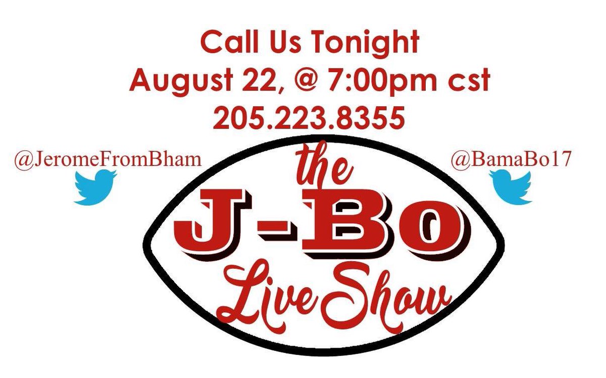 TheJBoShow2019's tweet photo. We will be live tonight taking your calls. 

Also subscribe to JBo show on YouTube to get the notification @JeromeFromBham @BamaBo17 https://t.co/9C8a5Wmv6K