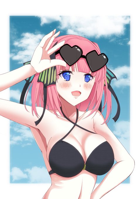 莓練乳さんがTwitterに投稿した中野二乃(五等分の花嫁)のイラスト。