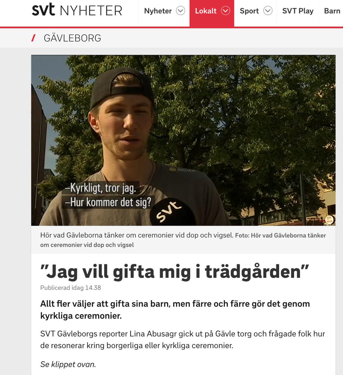 krutrok's tweet photo. SVT: ''Allt fler väljer att gifta sina barn, men färre och färre gör det genom kyrkliga ceremonier''. Jag var bisarrt nog tvungen att lyssna på klippet två gånger innan jag var säker på att det var ett skrivfel. https://t.co/UPfVJiTWKq