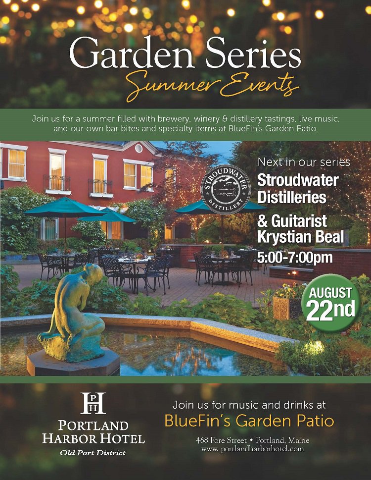 BlueFinPortland's tweet image. Our summer garden series continues tonight featuring Stroudwater Distillery and Guitarist Krystian Beal.