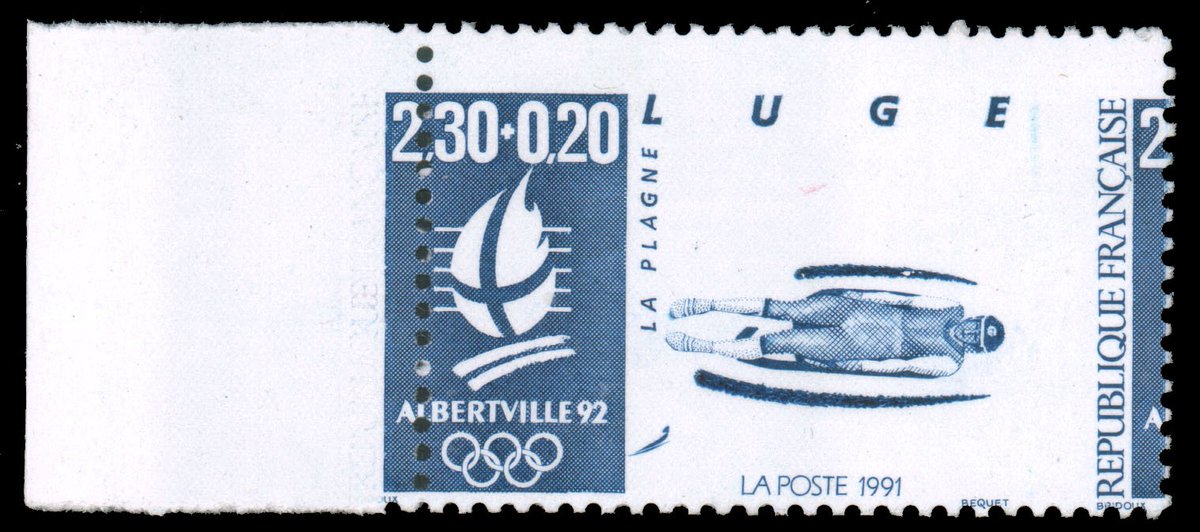 ParadiseVStamp's tweet photo. In our #F505 Sale! Open now, Ends Aug.23rd 1pm EDT
FRANCE 1992 WINTER OLYMPICS, 1991 2.30fr+0.20 LUGE ESSAY IN BLUE MINT NEVER HINGED, mis-perforated left selvage single showing entire design between selvage & stamp itself as well as a portion of the next stamp at right https://t.co/o13YVCESRw