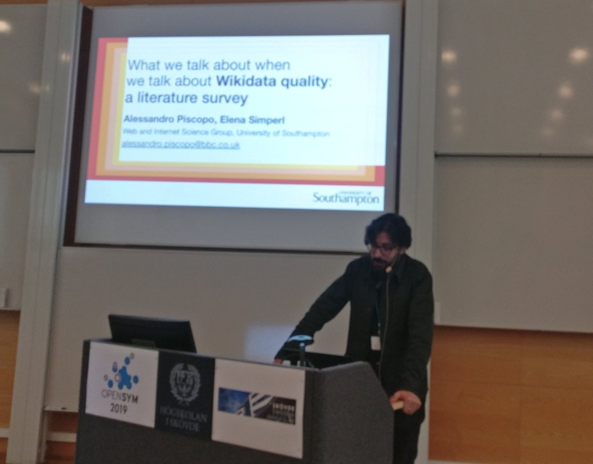 frimelle's tweet image. Quality in @wikidata: a survey by @aliossandro at #OpenSym