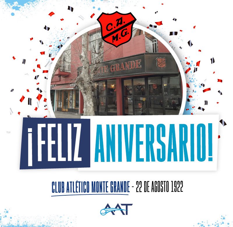 🎂¡Feliz aniversario a Club Atlético Monte Grande! La institución festeja 97 años de estimular la práctica del deporte, y la vida social, cultural, intelectual y recreativa de sus socios.
¡Felicidades !🥳