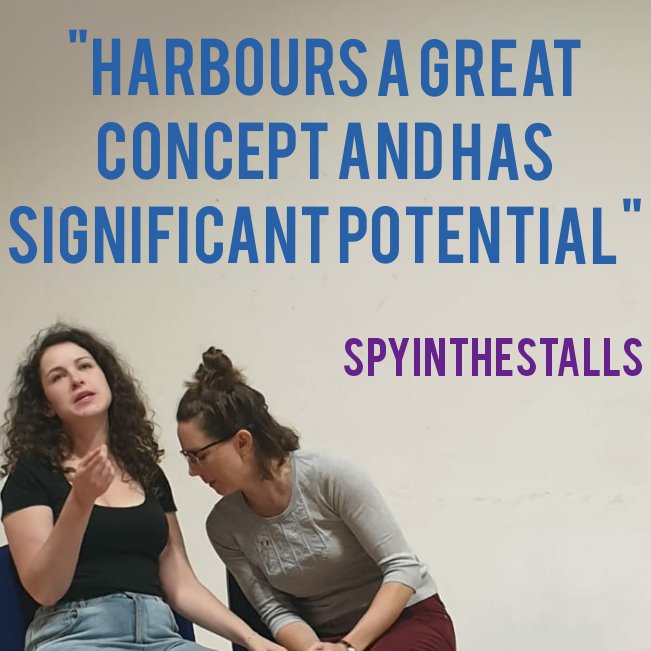 "Harbours a great concept and has significant potential"

Don't miss the chance to be able to say you saw this show first! TONIGHT and Saturday, 7pm!

<a href="/spyinthestalls/">thespyinthestalls</a> review: stalls.buzz/Camp