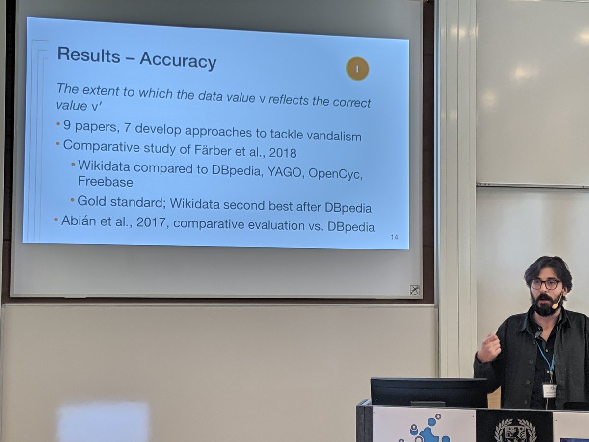 WikiResearch's tweet image. Now at #OpenSym: @aliossandro presenting the first literature survey of research on Wikidata quality opensym.org/wp-content/upl…
