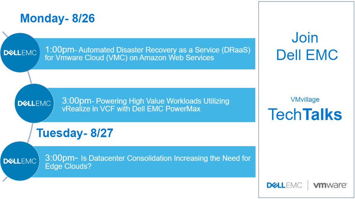 BusinessBurton's tweet photo. Planning to explore the #VMvillage @VMworld? If you do, make sure you stop by when the @DellEMCStorage #storage experts are talking the #TechTalk talk 🗣️😉

📸👇Screenshot the schedule or visit: https://t.co/7ZpkOwgqqs
#Iwork4Dell https://t.co/XQAKGw45Fl