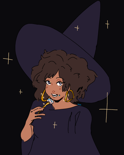 I don't know why I drew a witch eating a piece of cake... but I did anyways