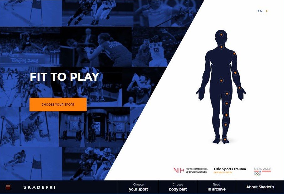 Did you know that the content on our website skadefri.no now also is available in English? Hit the language flag in the upper right corner or go to fittoplay.org to access a heap of helpful tools - including programs for 50 sports and 8 regions. Please RT!