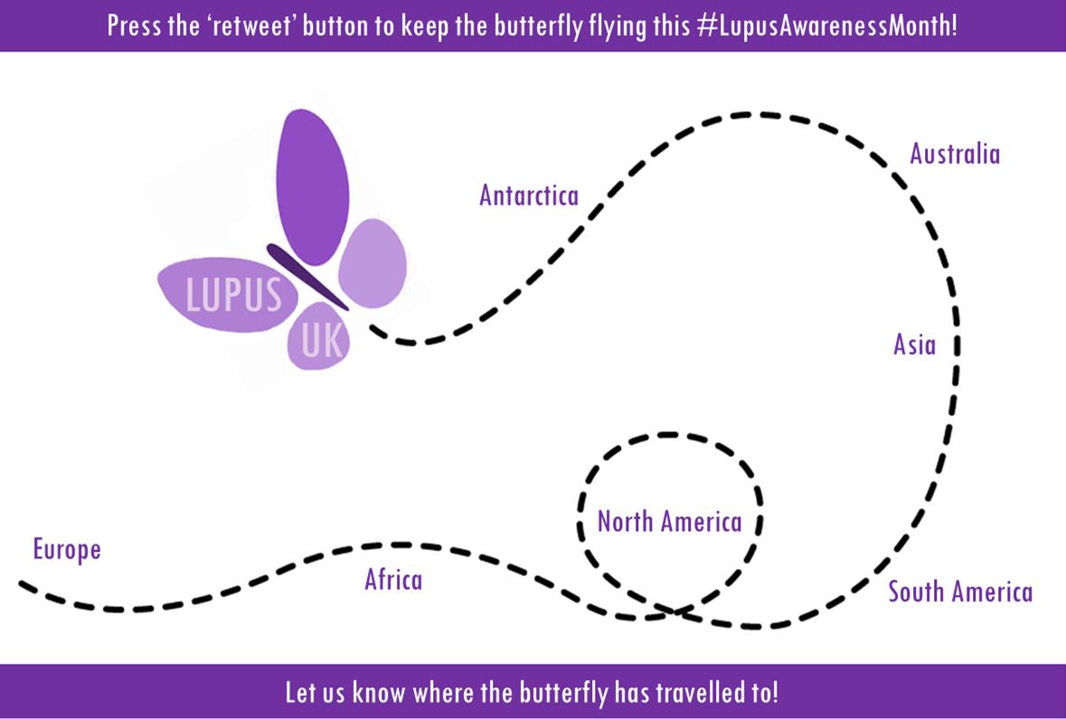 Press the 'retweet' button to keep the butterfly flying this #LupusAwarenessMonth! 
Let us know where it has travelled to!
