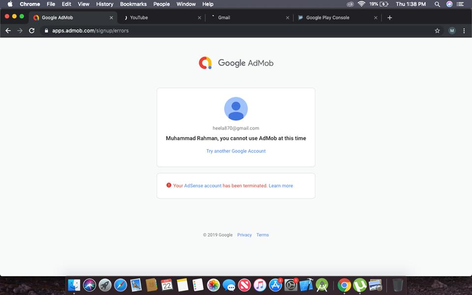 SwatechG's tweet photo. Yesterday I was able to sign in admob. But today I  cannot and getting the same sign up error for both admob and adsense. Never received any warning email from admob  adsense.  Kindly help #ghelp https://t.co/6GDbnJ9o9K