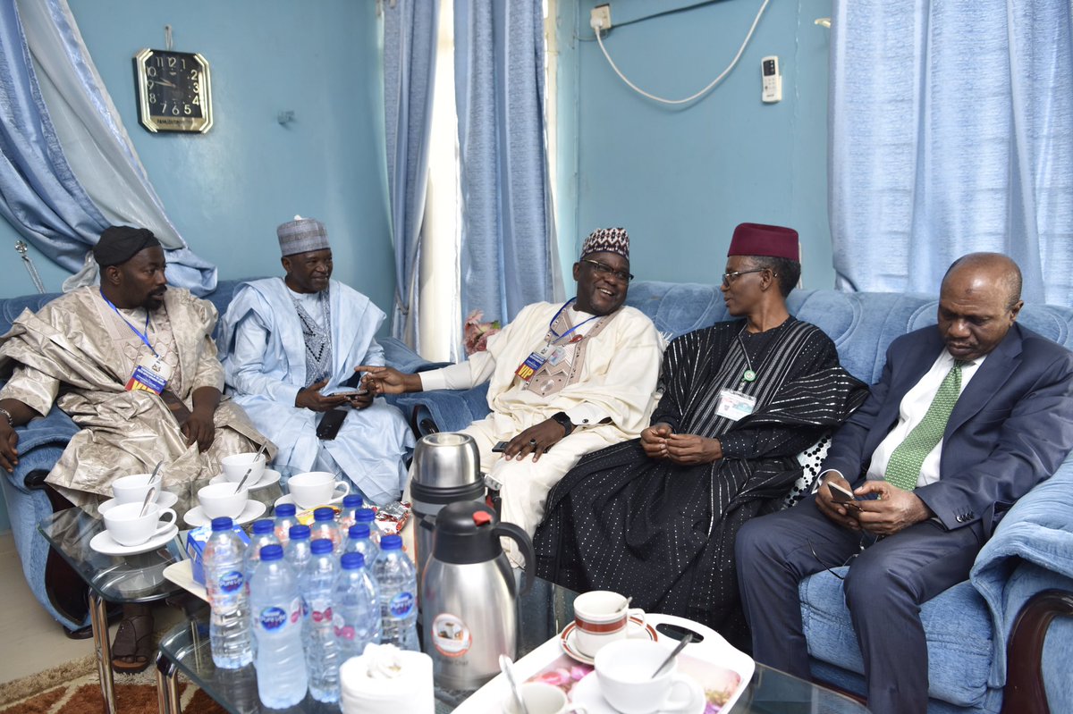 GovKaduna's tweet photo. Governor Nasir @elrufai has arrived in Zaria together with the Minister of Environment, Muhammad Mahmood and the Central Bank Governor, Godwin Emefiele, to receive President Muhammadu Buhari, ahead of the commissioning of the Zaria Water Project and the ABU Post-Graduate Centre. https://t.co/J2baNNVeI1