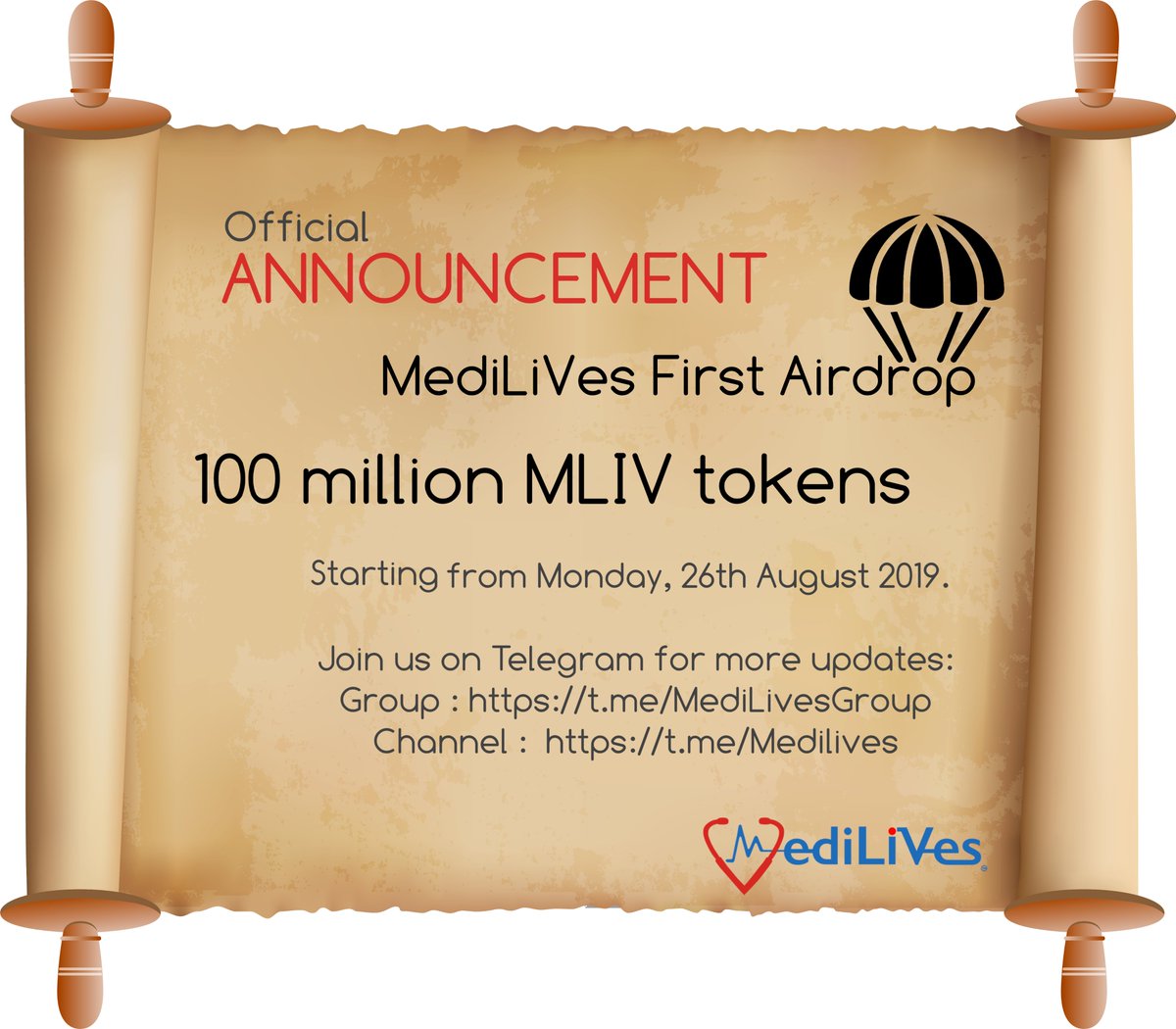 LivesMedi's tweet photo. Hello Folks, 
We welcome you to join Our Telegram Group as we are launching an exciting Airdrop program this coming Monday, 26th August 2019.  

Don't miss out!  It's on a first-come, first-serve basis. 

Group : https://t.co/UstVyKMcJP
Channel :  https://t.co/OXw2R7fZPX https://t.co/V3H8iLPGr6