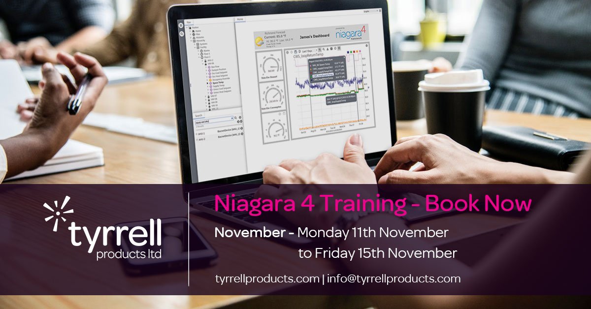 Book now for your Niagara training and join the <a href="/TridiumInc/">Tridium Inc.</a> Niagara Community!

Our next course is w/c Monday 11th November.

Don't hesitate, take the first step towards your new venture, just click the link below.

#tridium #niagara #bms

tyrrellproducts.com/tridium-niagar…