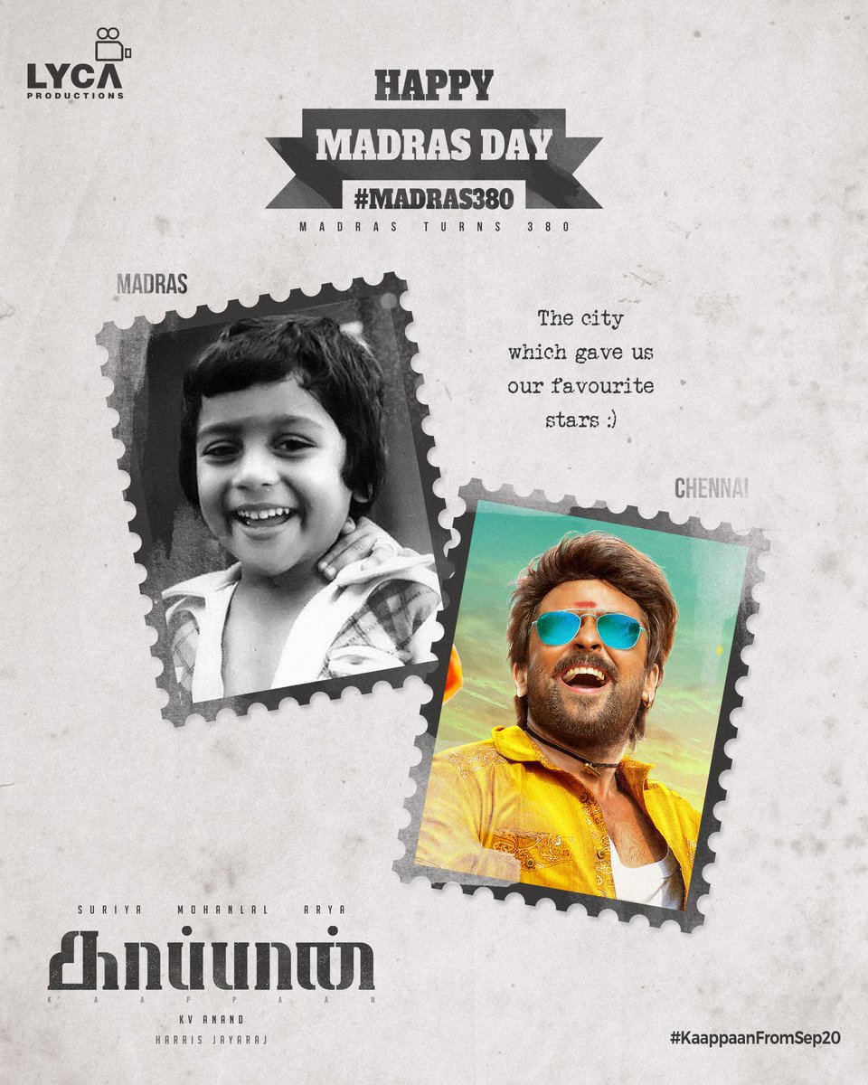 KSF_Offl's tweet image. #Kaappaan Team @LycaProductions Special Poster for #HappyMadrasDay 

@Suriya_offl #KaappaanFromSep20