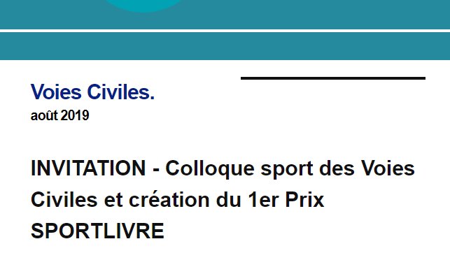 INVITATION - À ne pas manquer : le colloque des <a href="/VoiesCiviles/">Voies Civiles</a> et la remise du 1er Prix SPORTLIVRE le 12 septembre. Inscriptions ici ! mailchi.mp/1734bafb3c31/i…