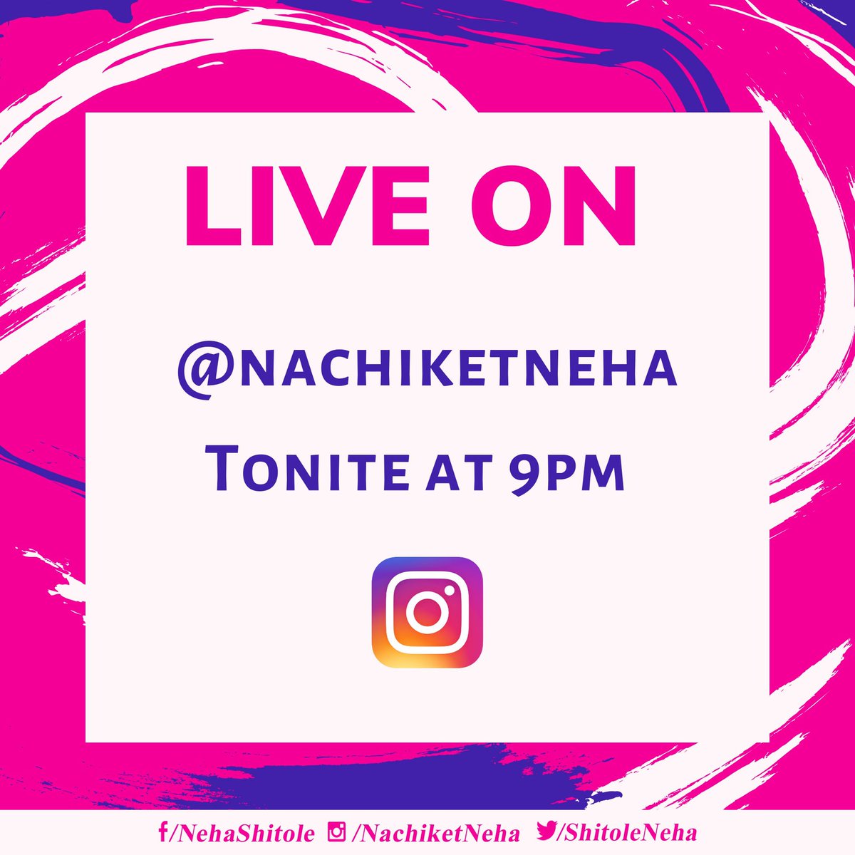 ShitoleNeha's tweet photo. To all the #DhakadGirl fans, A surprise is coming your way LIVE on #Instagram tonite at 9pm! So follow @nachiketneha on Instagram NOW! Stay Tuned! ЁЯШГ
.
.
.
#NehaWinningHearts
#NehaShitole #TaskQueen #SelfMadeGirl #FearlessNeha #FighterNeha #NehaNeverGivesUp #BiggBossMarathi2 https://t.co/S0M0CeOLkq