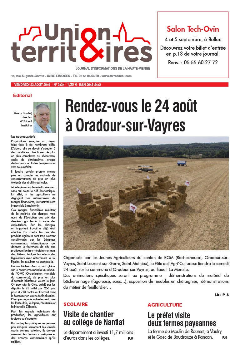 #Abonnés Union&amp;Territoires est en ligne (.pdf) : le salon <a href="/Tech_Ovin/">Tech-Ovin</a> approche, travaux dans les collèges de @hautevienne_dep, <a href="/moreaujb23/">Jean-Baptiste Moreau</a> défend son vote sur le #Ceta, l'Agri'Culture avec <a href="/JeunesAgri87/">JA 87</a>...
