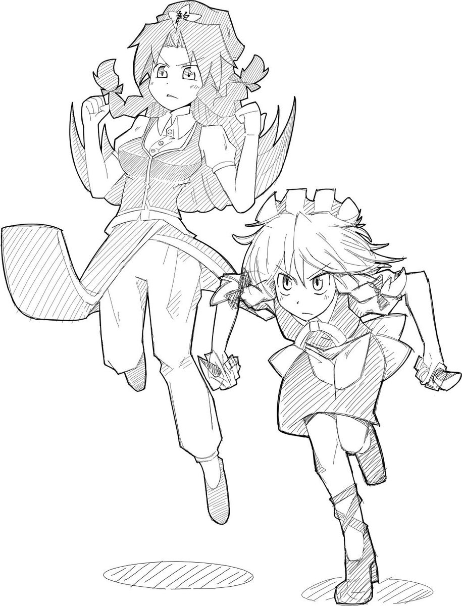 これは時之が2013年頃に描いた東方の咲夜さんと美鈴です 