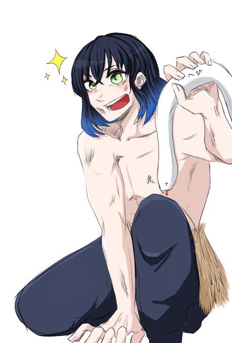 えのき🍊さんがTwitterに投稿した嘴平伊之助(鬼滅の刃)のイラスト。