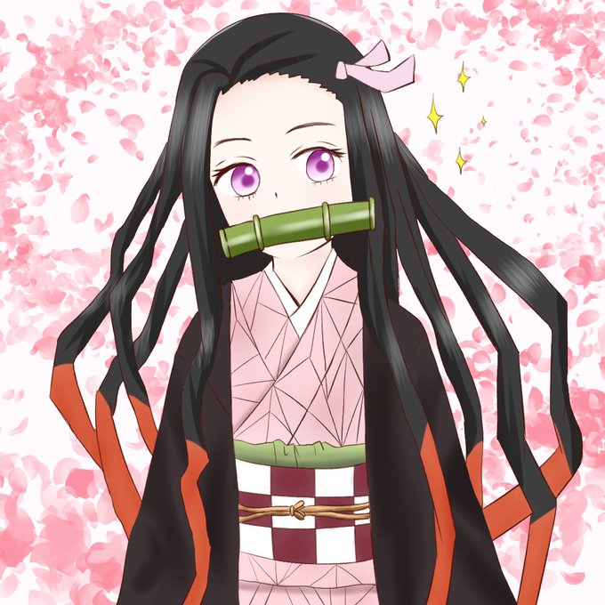 のらねこさんがTwitterに投稿した竈門禰豆子(鬼滅の刃)のイラスト。