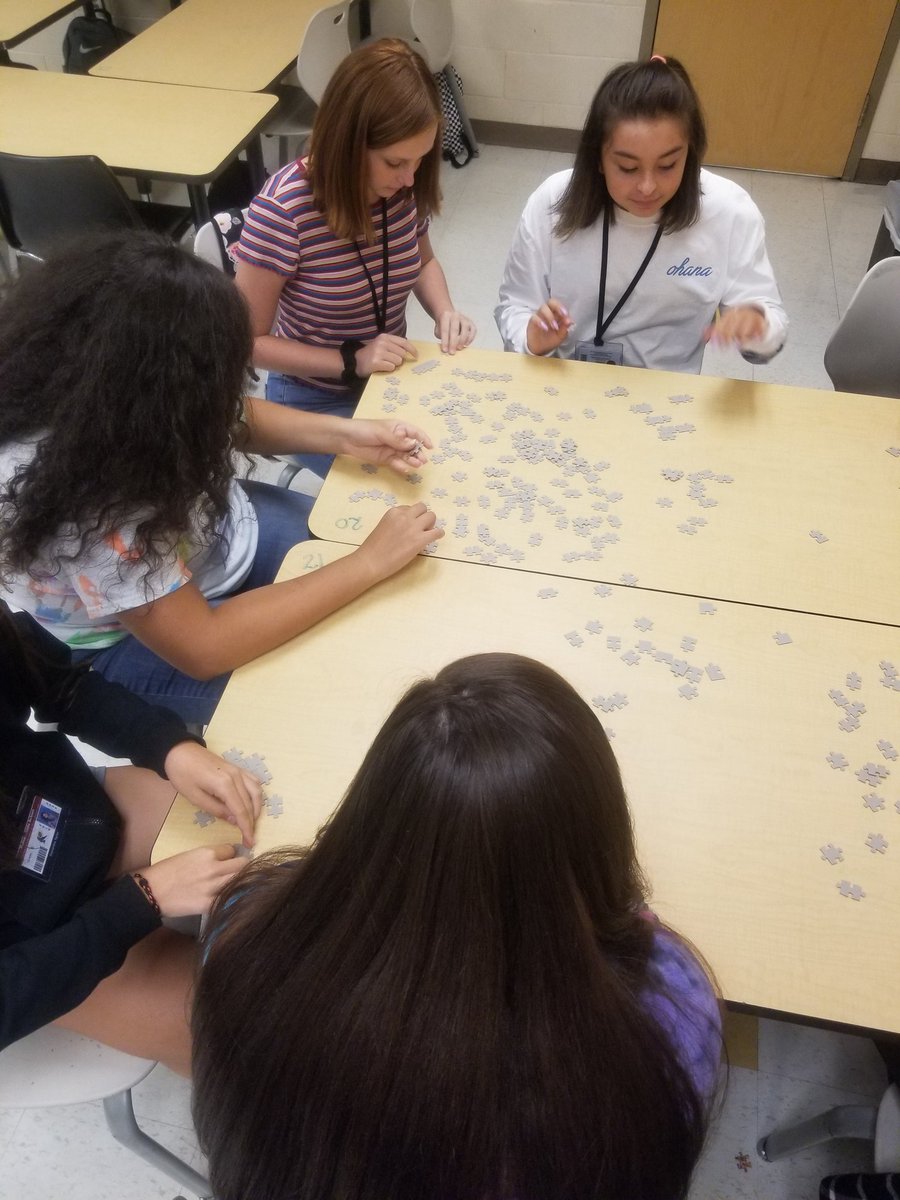 coachpeeples's tweet photo. Using puzzles in math on day 2 to focus on "Beginning with the end in mind."  So fun!  #LEAD  #PelionPROWL @VickieDavisNBCT @pelion_middle https://t.co/Olzqudo4xy