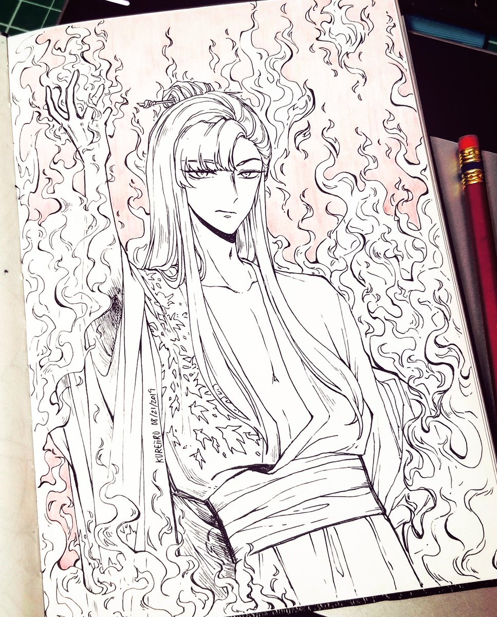 Haven't done traditional inking in a while!! Hot fire bby belongs to @ieoniq ? 