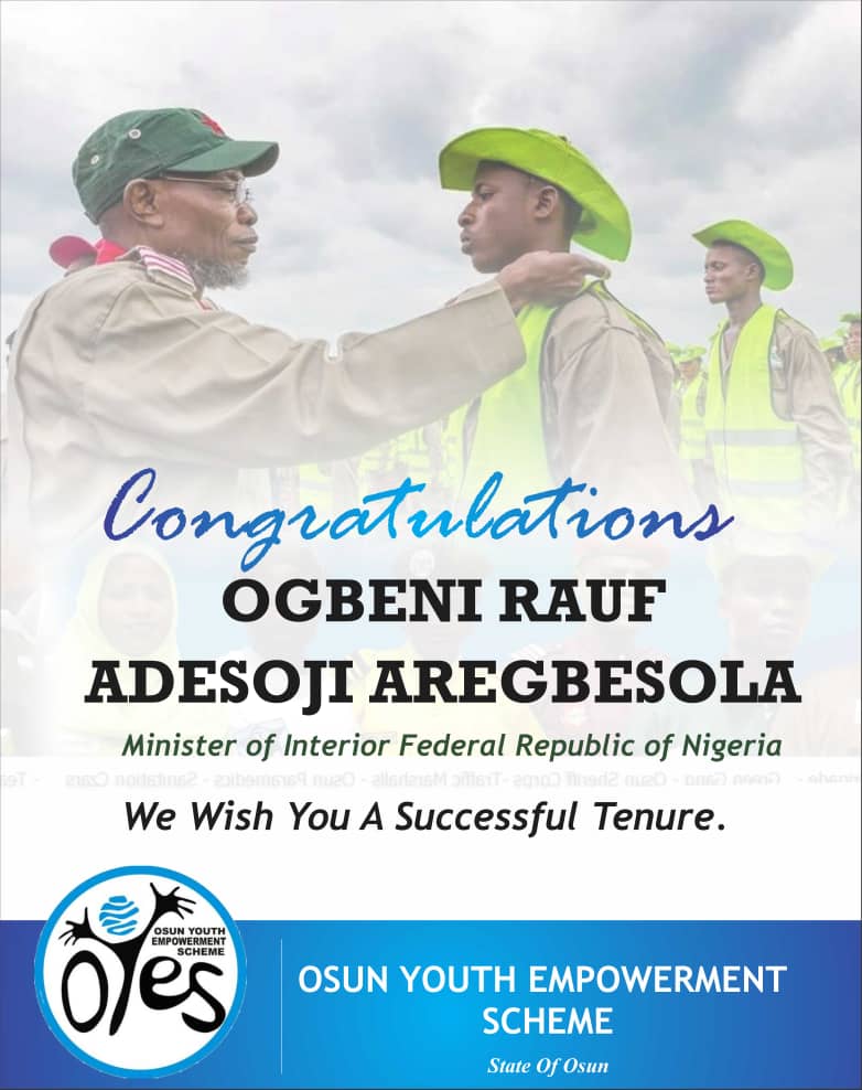 OYESHQ's tweet photo. Congratulations 
    to 
OGBENI @raufaregbesola
Minister of Interior 
Federal Republic of Nigeria. 
We wish you a successful tenure in office. https://t.co/K0RRBILBiS