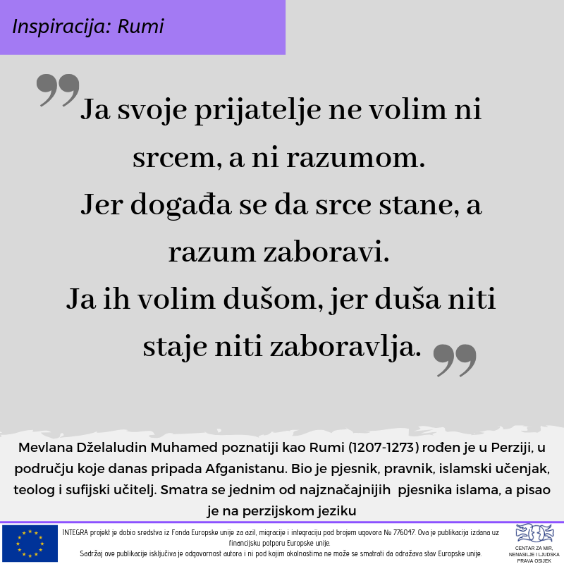 CZM_OS's tweet photo. 🇸🇾📜U okviru projekta #INTEGRA predstavljamo pjesnika Dželaludin Muhamed Rumi 
Pjesnik, pravnik, islamski učenjak, teolog i sufijski učitelj, smatra se jednim od najznačajnijih mističnih pjesnika islama, koji je pisao na perzijskom jeziku. https://t.co/14KaGdeUeL