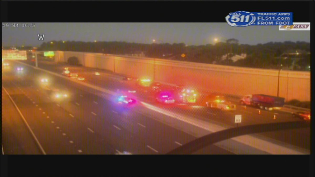 TRAFFIC ALERT: The three left lanes are closed on the 408 WB just before Goldenrod b/c of this wreck. Expect delays in the area and move over to the right!